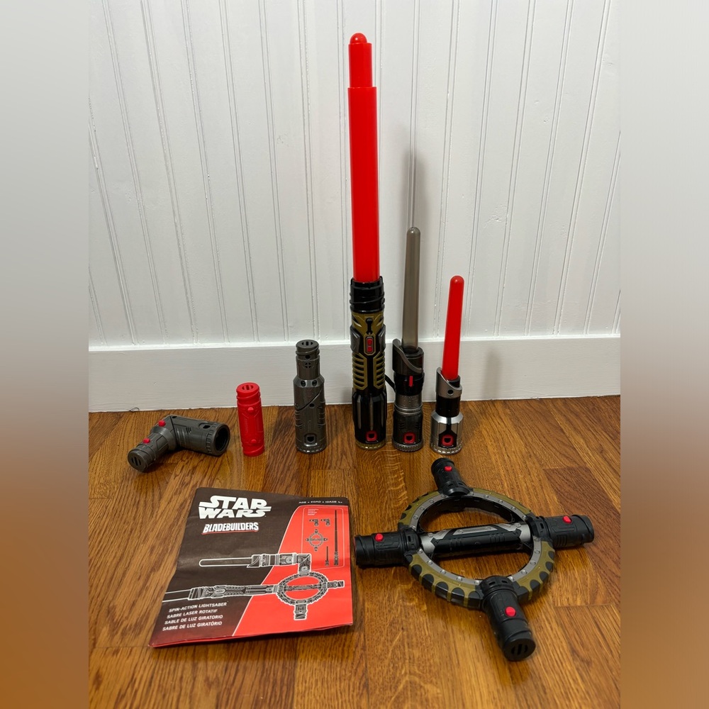Star Wars Hasbro Bladebuilders Spin Action Lightsaber w Attachments 6 Parts Work - Picture 3 of 16